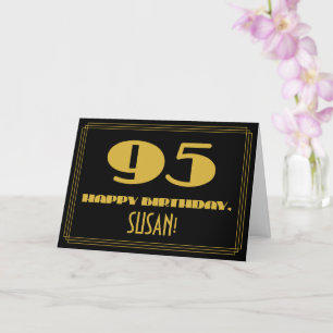 Carte 95e anniversaire : Nom + Art Déco Inspiré Look "95