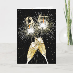 Carte 95e anniversaire Sparklers and Champagne Toast