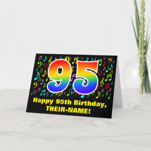 Carte 95e anniversaire : Symboles de musique colorée et