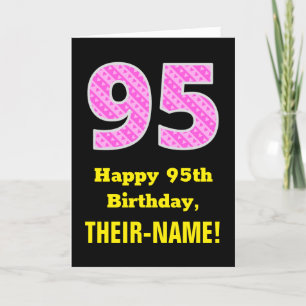 Carte 95ème anniversaire : Pink Stripes and Hearts "95" 