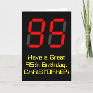 Carte 95ème anniversaire : Rouge Digital Clock Style "95