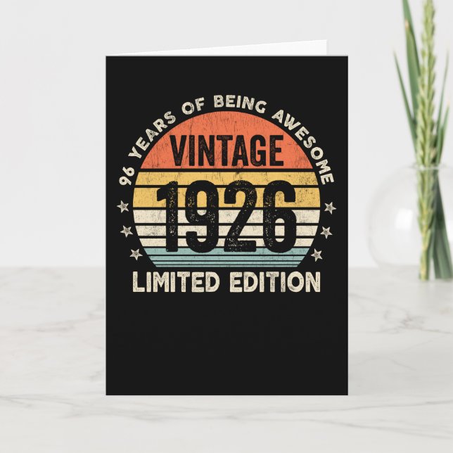 Carte 96 ans d'être génial Vintage 1926 (Devant)