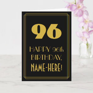 Carte 96e anniversaire - Art Déco Inspiré Look "96" & No