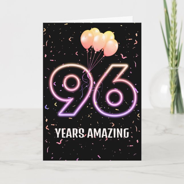 Carte 96e anniversaire Ballons et Confetti (Devant)