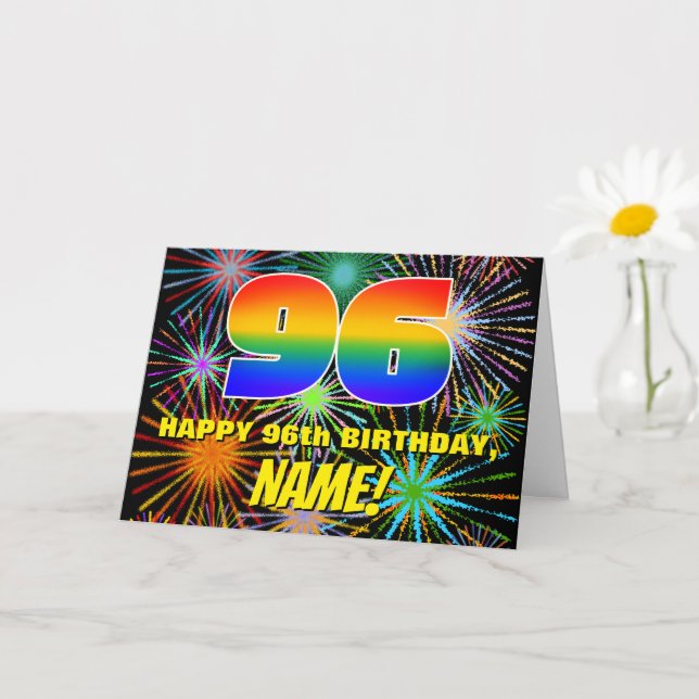 Carte 96e anniversaire : Feu d'artifice festif amusant e (Petite plante)