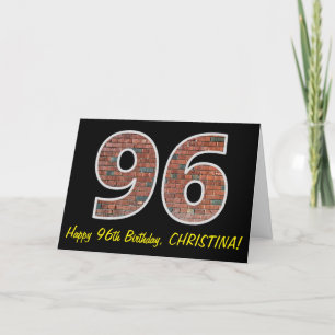 Carte 96e anniversaire - Motif de mur de briques "96" av
