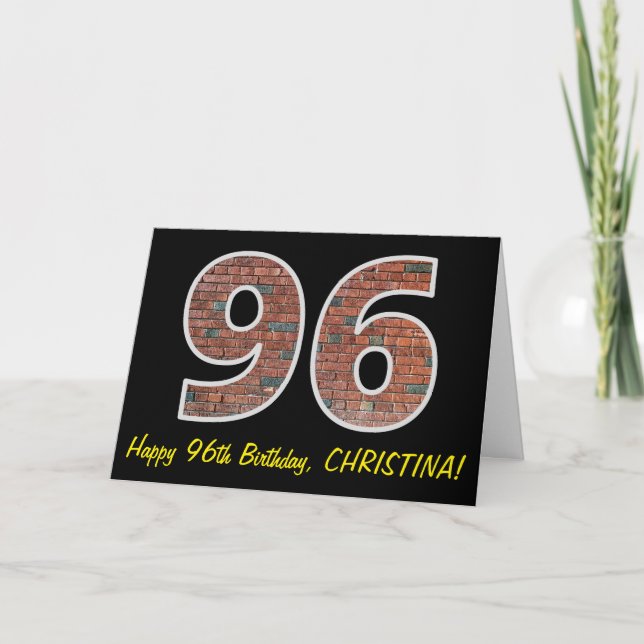 Carte 96e anniversaire - Motif de mur de briques "96" av (Devant)