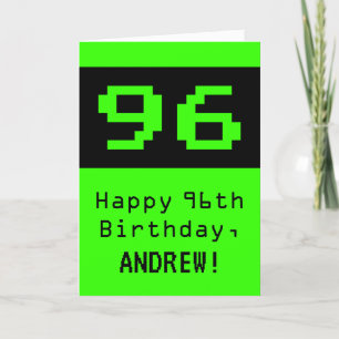 Carte 96e anniversaire : Nerdy / Geeky Style "96" et nom
