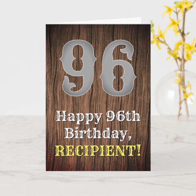 Carte 96e anniversaire : Pays inspiré par l'Ouest Look,  (Fleur jaune)