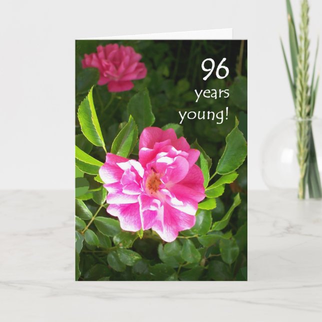 Carte 96e anniversaire - Roses roses roses (Devant)