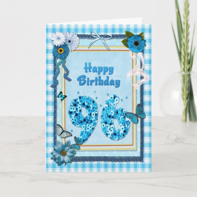 Carte 96e Birthday with a scrapbook effect (Devant)