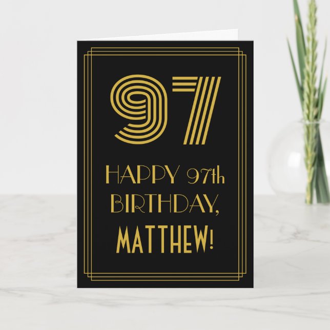 Carte 97e Anniversaire : Apparence inspirée de l'Art Déc (Devant)