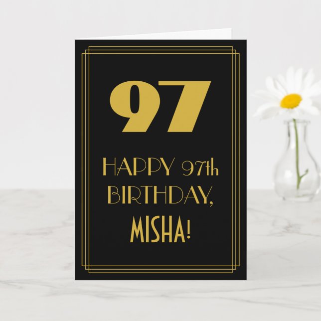 Carte 97e anniversaire ~ Art Déco Inspiré Look "97" & No (Petite plante)