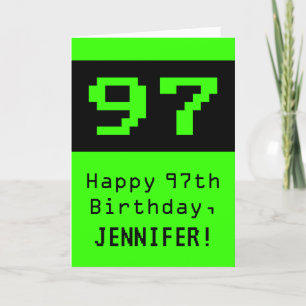 Carte 97e anniversaire : Nerdy / Geeky Style "97" et nom
