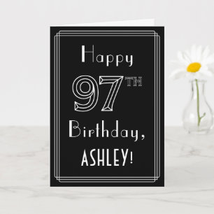 Carte 97e Anniversaire : Style Art Déco # 97 & Nom perso