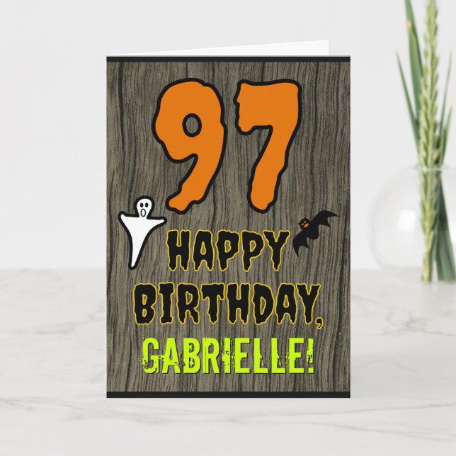 Carte 97e anniversaire : Thème d'Halloween Éffrayant, No (Devant)