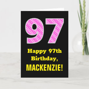 Carte 97ème anniversaire : Pink Stripes and Hearts "97" 