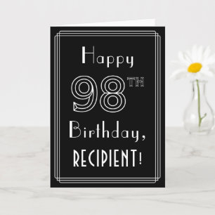 Carte 98e anniversaire : Art Déco Style # 98 & Custom Na