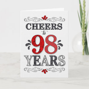 Carte 98e anniversaire Cheers en Motif noir blanc rouge