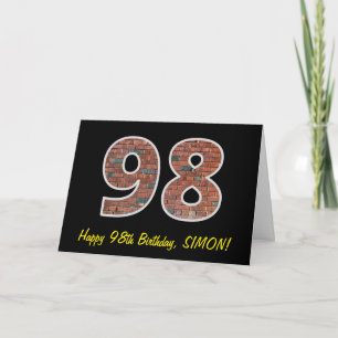 Carte 98e anniversaire - Motif de mur de briques "98" av
