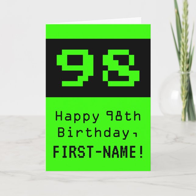 Carte 98e anniversaire : Nerdy / Geeky Style "98" et nom (Devant)