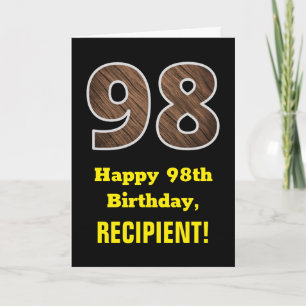 Carte 98e Anniversaire : Nom, Motif Imitation Bois "98"