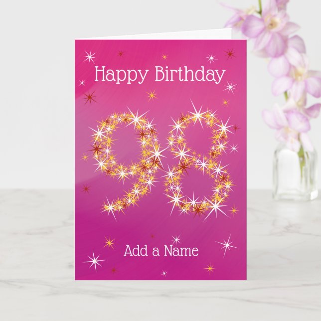 Carte 98e anniversaire - Numéro d'étoile - rose/pourpre  (Orchidée)