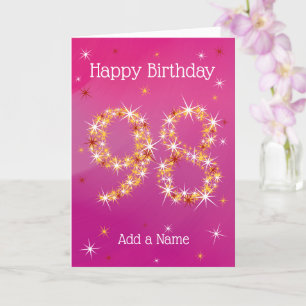 Carte 98e anniversaire - Numéro d'étoile - rose/pourpre