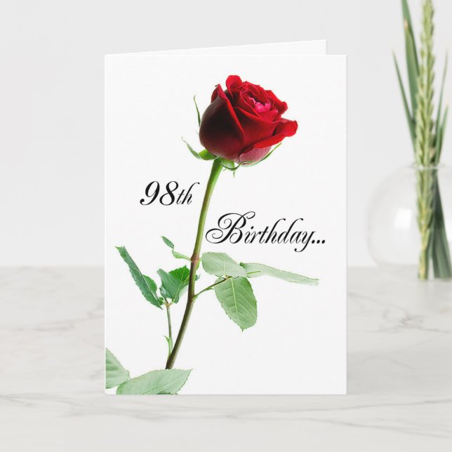 Carte 98e anniversaire Rose rouge (Devant)