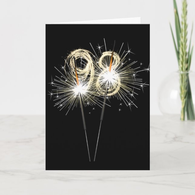 Carte 98e anniversaire Sparklers en noir (Devant)