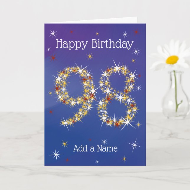 Carte 98e anniversaire - Stars Numbers - Blue - Age 98 C (Petite plante)