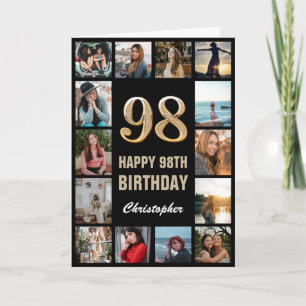 Carte 98e Joyeux Anniversaire Black and Gold Photo Colla