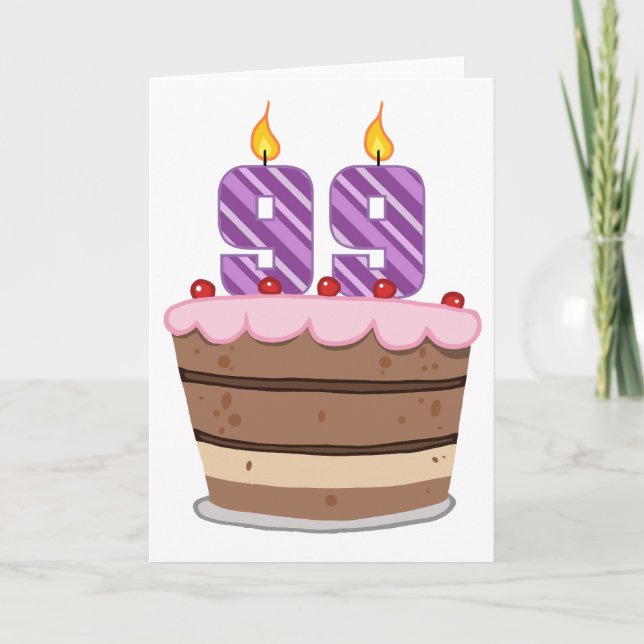 Carte 99 ans sur le gâteau d'anniversaire (Devant)