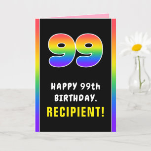 Carte 99e anniversaire : Arc-en-ciel coloré # 99, Nom pe