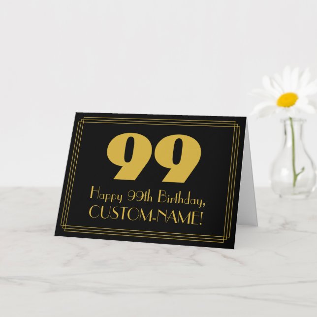 Carte 99e anniversaire : Art Déco Inspiré Look "99" & No (Petite plante)