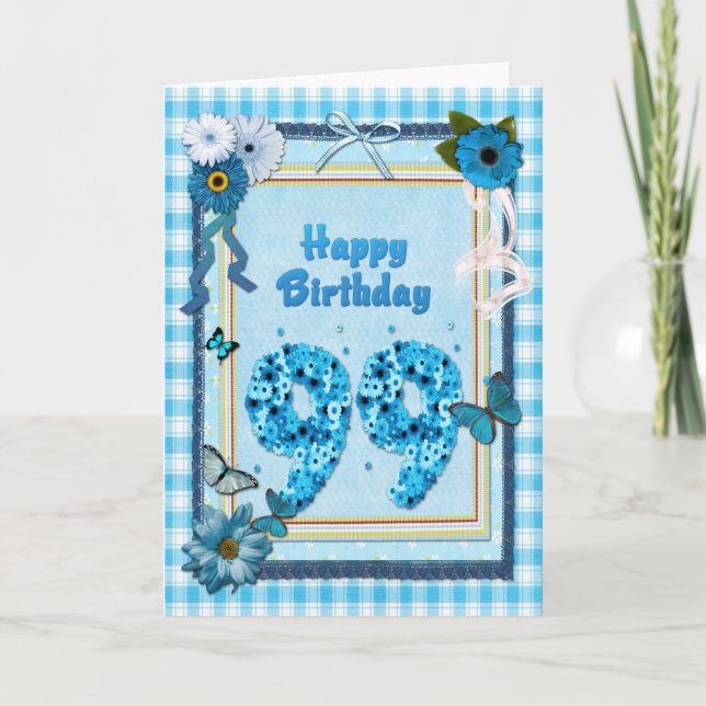Carte 99e anniversaire avec un effet de scrapbook (Devant)