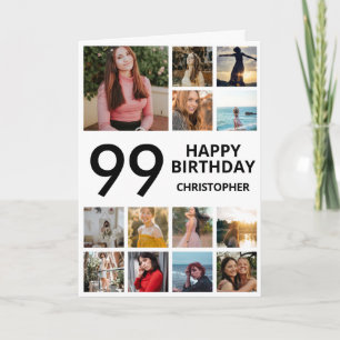 Carte 99e anniversaire Collage photo 13 photos noir blan