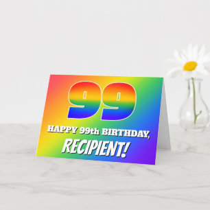 Carte 99e anniversaire : Motif Rainbow multicolore # 99