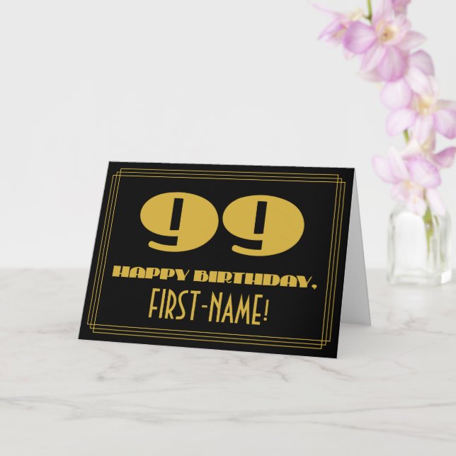 Carte 99e anniversaire : Nom + Art Déco Inspiré Look "99 (Orchidée)