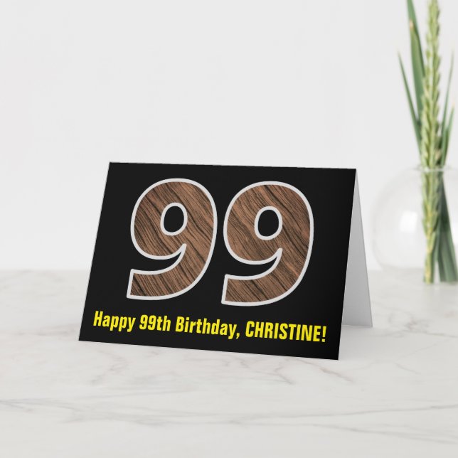 Carte 99e anniversaire : Nom + Faux Motif de grains de b (Devant)