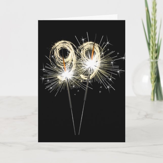Carte 99e anniversaire Sparklers en noir (Devant)