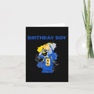 Carte 9 Anniversaire Garçon Bleu Et Jaune Basketbal