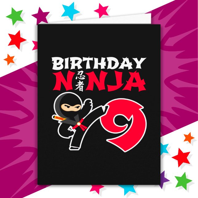 Carte 9 ans Karate Ninja Party Enfants 9e anniversaire (Créateur téléchargé)