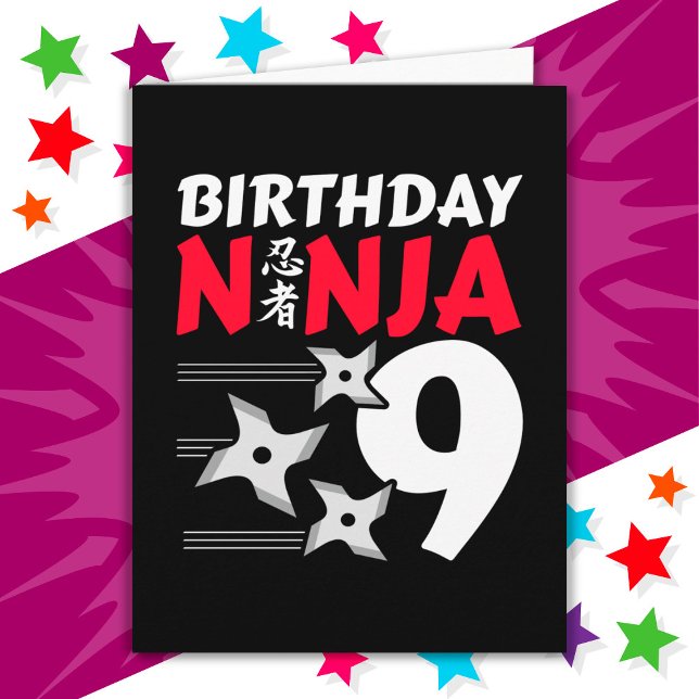 Carte 9 Ans Ninja Party Stars Enfants 9e anniversaire (Créateur téléchargé)