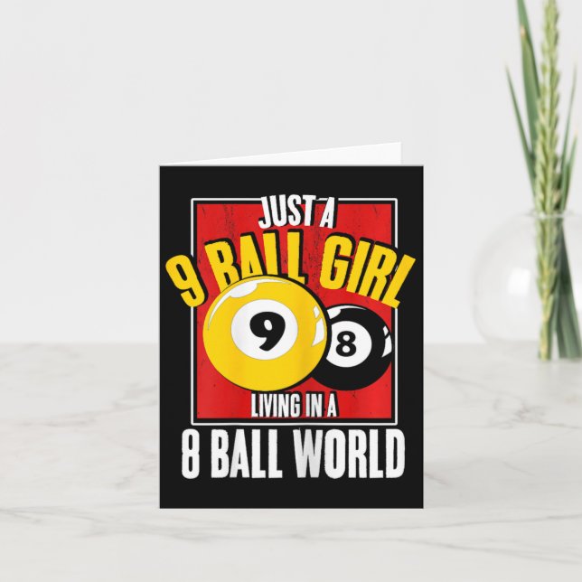 Carte 9 Ball Girl Vivant Dans 8 Ball World Snooker Pool  (Devant)