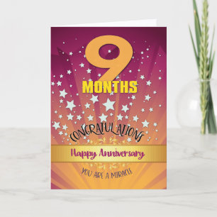 Carte 9 Mois Anniversaire de la récupération Numéros gra