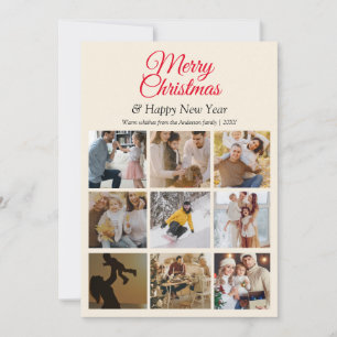 Carte 9 Photo Collage moderne Joyeux Noël Salutation