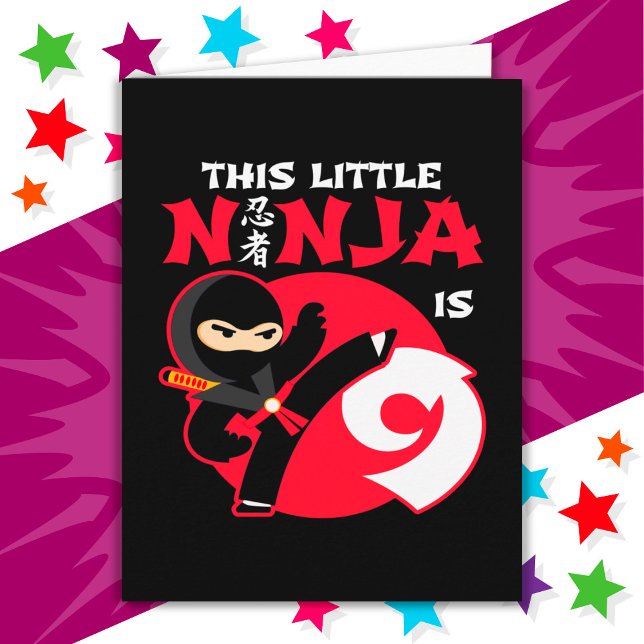Carte 9e anniversaire 9 ans Enfants Party Little Ninja 9 (Créateur téléchargé)