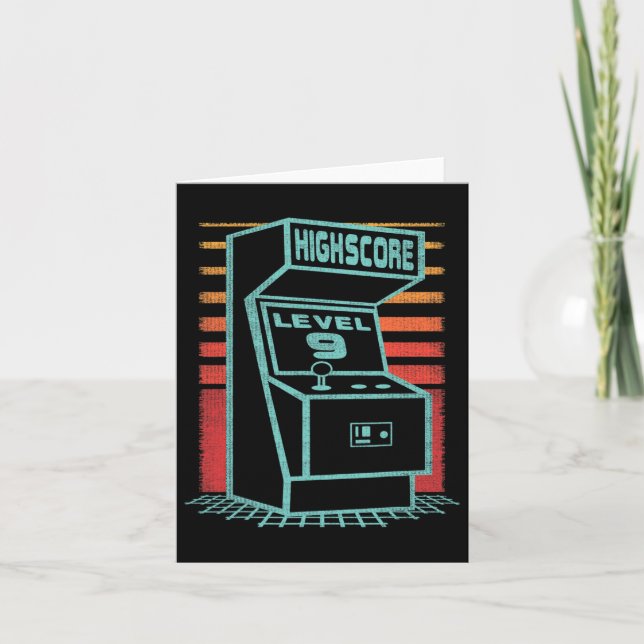 Carte 9e anniversaire 9 ans Retro Gamer Niveau Up Unloc (Devant)