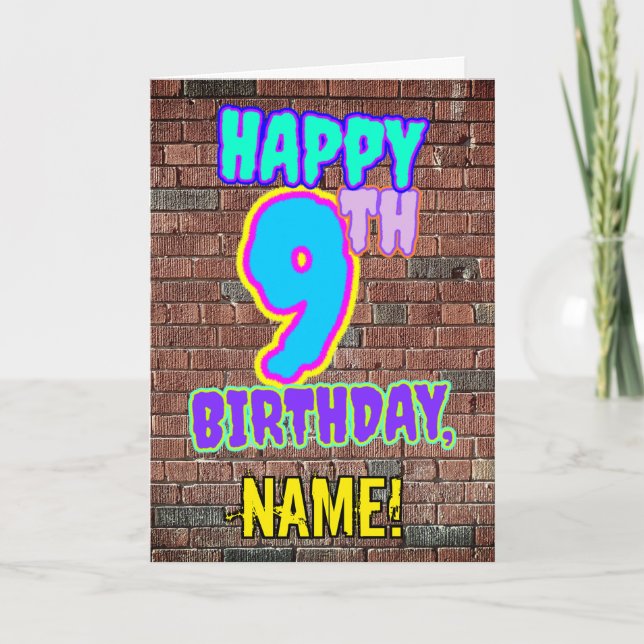 Carte 9e anniversaire - Amusant, Graffiti urbain inspiré (Devant)